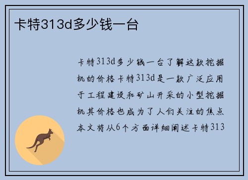 卡特313d多少钱一台
